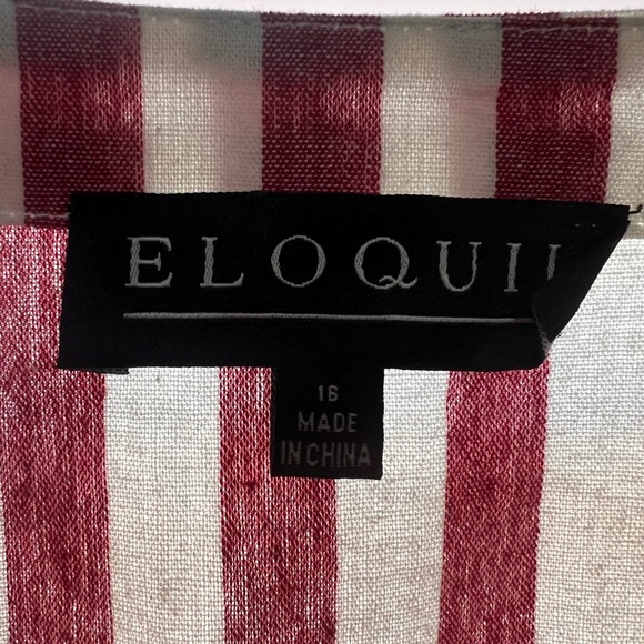 EUC Eloquii Size 16 Rust Red Stripe front tie Cotton Dress - Picture 3 of 5